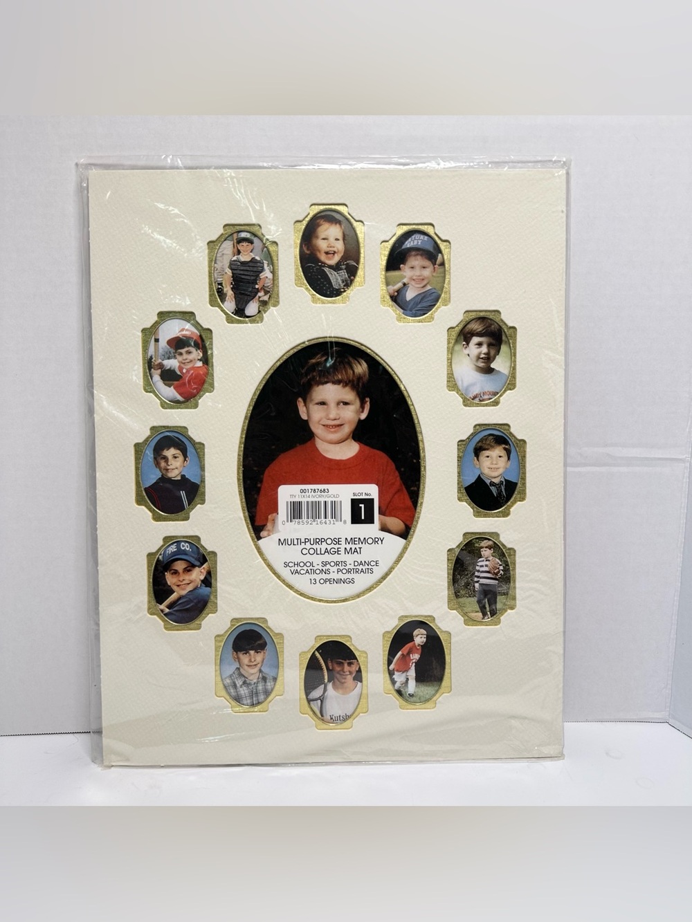 TWO Multi Photo Memory Collage Mat School Sports Dance Portrait 11x14 Ivory Gold